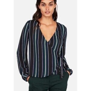 Express Striped Kimono Surplice Wrap Style Top